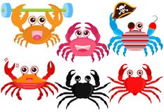 Graphismes animaux mignons de vecteur : Crabes colorés mignons illustration de vecteur Graphismes animaux mignons de vecteur : Crabes colorés mignons illustration de vecteur