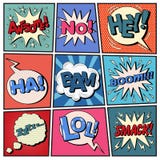 Grappige Geplaatste Bellen Uitdrukkingenpop-art stock illustratie Grappige Geplaatste Bellen Uitdrukkingenpop-art stock illustratie