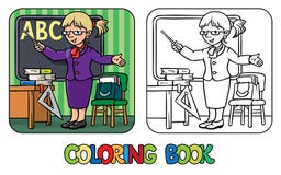 Grappige leraar Kleurend boek Beroepsreeks royalty-vrije illustratie Grappige leraar Kleurend boek Beroepsreeks royalty-vrije illustratie