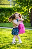 Grappige meisjes die op het gazon met haar moeder lopen De zusters spelen samen met mamma Moeder Zorg Gelukkige Familie stock foto's Grappige meisjes die op het gazon met haar moeder lopen De zusters spelen samen met mamma Moeder Zorg Gelukkige Familie stock foto's