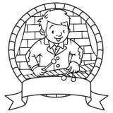 Grappige musicus of xylofoonspeler embleem vector illustratie Grappige musicus of xylofoonspeler embleem vector illustratie
