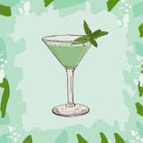 Grasshoper koktajlu ilustracja Alkoholiczna ręka rysujący klasyka baru napoju wektor Wystrzał sztuka ilustracji Grasshoper koktajlu ilustracja Alkoholiczna ręka rysujący klasyka baru napoju wektor Wystrzał sztuka ilustracji