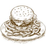 Gravureillustratie van hamburger vector illustratie Gravureillustratie van hamburger vector illustratie