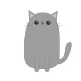 Gray cat kitten. Cute cartoon kitty character. Kawaii animal. Funny face with eyes, moustaches, nose, ears. Love Greeting card. Fl Stock Photo Gray cat kitten. Cute cartoon kitty character. Kawaii animal. Funny face with eyes, moustaches, nose, ears. Love Greeting card. Fl Stock Photo