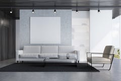 Gray sofa living room with a poster royalty free illustration Gray sofa living room with a poster royalty free illustration