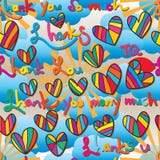 Grazie che il sole della nuvola di scrittura compare nel mio modello senza cuciture del cuore illustrazione di stock Grazie che il sole della nuvola di scrittura compare nel mio modello senza cuciture del cuore illustrazione di stock