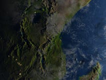 Great Lakes de l'Afrique la nuit sur terre de planète illustration stock Great Lakes de l'Afrique la nuit sur terre de planète illustration stock