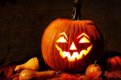 The Great Pumpkin rises up from the pumpkin patch and gives toys to good little girls and boys. royalty free stock photos The Great Pumpkin rises up from the pumpkin patch and gives toys to good little girls and boys. royalty free stock photos