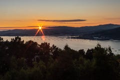 Great sunset behind the sea royalty free stock photo Great sunset behind the sea royalty free stock photo