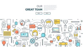 Great Team Horizontal Linear Concept vector illustration Great Team Horizontal Linear Concept vector illustration