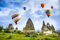 The great tourist attraction of Cappadocia - balloon flight. Cap stock images The great tourist attraction of Cappadocia - balloon flight. Cap stock images