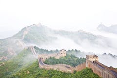 Great Wall Of China In Fog Royalty Free Stock Photography