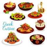 Greek Cuisine Icon Of Seafood Lunch With Dessert Royalty Free Stock Photos Greek Cuisine Icon Of Seafood Lunch With Dessert Royalty Free Stock Photos