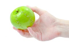 Green Apple In Hand Royalty Free Stock Image Green Apple In Hand Royalty Free Stock Image