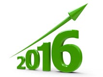 Green arrow up with 2016. Green arrow up represents the growth in 2016 year, three-dimensional rendering vector illustration Green arrow up with 2016. Green arrow up represents the growth in 2016 year, three-dimensional rendering vector illustration