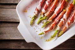 green-asparagus-wrapped-parma-ham-fresh-pan-top-view-67670136.jpg