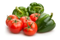 Green Bell Pepper And Tomato Royalty Free Stock Photos