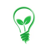 Green bulb with plant leaf, green energy concept, stock vector i royalty free illustration Green bulb with plant leaf, green energy concept, stock vector i royalty free illustration