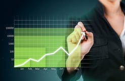 Green business graph showing growth