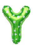 Green Capital Y alphabet inflatable balloon isolated on white background. Decoration element for birthday party