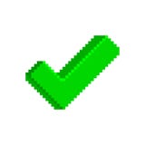 Green check mark icon in pixelated style. Royalty Free Stock Images Green check mark icon in pixelated style. Royalty Free Stock Images