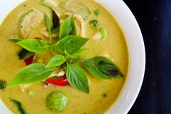 Green Curry Soup With Chicken Stock Image Green Curry Soup With Chicken Stock Image