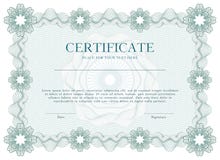 Green Guilloche certificate or diploma template background, modern design. Vector illustration. Royalty Free Stock Photos Green Guilloche certificate or diploma template background, modern design. Vector illustration. Royalty Free Stock Photos