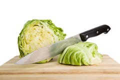 Green Iceberg Lettuce With Knife On Wooden Choppin Stock Photo Green Iceberg Lettuce With Knife On Wooden Choppin Stock Photo