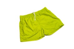 Green, male swimming trunks on a white background stock photography Green, male swimming trunks on a white background stock photography