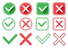 Green and red buttons. Green check mark and red cross. Right and wrong. Vector illustration vector illustration Green and red buttons. Green check mark and red cross. Right and wrong. Vector illustration vector illustration