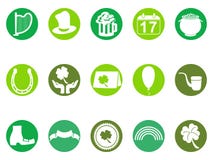 Green round st patrick`s day button icons set Royalty Free Stock Photography Green round st patrick`s day button icons set Royalty Free Stock Photography