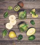 Green smoothie with avocado, spinach, lime, kiwi, and pear in a Royalty Free Stock Photo Green smoothie with avocado, spinach, lime, kiwi, and pear in a Royalty Free Stock Photo