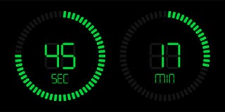 Green stopwatch countdown digital timer vector illustration Green stopwatch countdown digital timer vector illustration