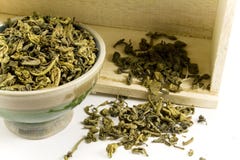 Green Tea And A Box Stock Photos