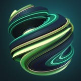 Green yellow twisted shape. Computer generated abstract geometric 3D render illustration royalty free stock images Green yellow twisted shape. Computer generated abstract geometric 3D render illustration royalty free stock images