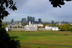 Greenwich Park and Canary Wharf in London, stock photo Greenwich Park and Canary Wharf in London, stock photo