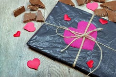 Greeting card to the day of Saint Valentine. A gift for a loved one. Heart is a symbol of love. stock images Greeting card to the day of Saint Valentine. A gift for a loved one. Heart is a symbol of love. stock images