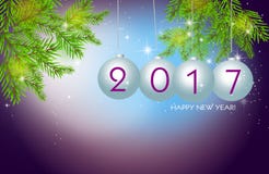 Greeting card to new year 2017. Colorful greeting card to new year 2017 with christmas bulbs vector illustration Greeting card to new year 2017. Colorful greeting card to new year 2017 with christmas bulbs vector illustration