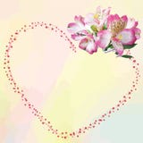Greeting Card With Bouquet And Abstract Heart Stock Images Greeting Card With Bouquet And Abstract Heart Stock Images