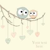 Greeting Card With Cute Owls In Love Royalty Free Stock Image