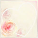 Greeting Floral Card With Light Roses, Abstract Heart And Frame Royalty Free Stock Photo Greeting Floral Card With Light Roses, Abstract Heart And Frame Royalty Free Stock Photo