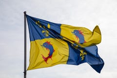 Grenoble, Frankrijk, Januari 2019: De Dauphine-vlag stock foto's Grenoble, Frankrijk, Januari 2019: De Dauphine-vlag stock foto's