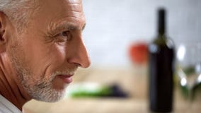 Grey-haired handsome male face closeup, good-looking aged man smiling background royalty free stock image Grey-haired handsome male face closeup, good-looking aged man smiling background royalty free stock image