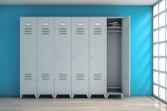 Grey Metal Lockers framförande 3d royaltyfri illustrationer Grey Metal Lockers framförande 3d royaltyfri illustrationer