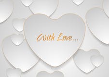 Grey silver hearts with golden luxury outlines background stock illustration Grey silver hearts with golden luxury outlines background stock illustration