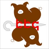 Grilla inskriften med korvar i form av svinminimalistlogo vektor illustrationer Grilla inskriften med korvar i form av svinminimalistlogo vektor illustrationer