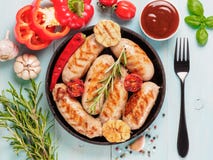 Grilled Chicken Sausages Top View Stock Photography