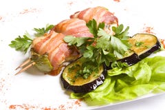Grilled Chiken Meat Wraped In Bacon Stock Photo Grilled Chiken Meat Wraped In Bacon Stock Photo