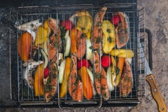 Grilled fish with spices on fire royalty free stock image Grilled fish with spices on fire royalty free stock image