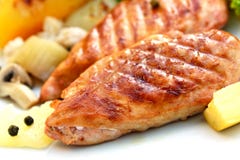Grilled Schnitzel Of Turkey With Vegetables Royalty Free Stock Photos Grilled Schnitzel Of Turkey With Vegetables Royalty Free Stock Photos
